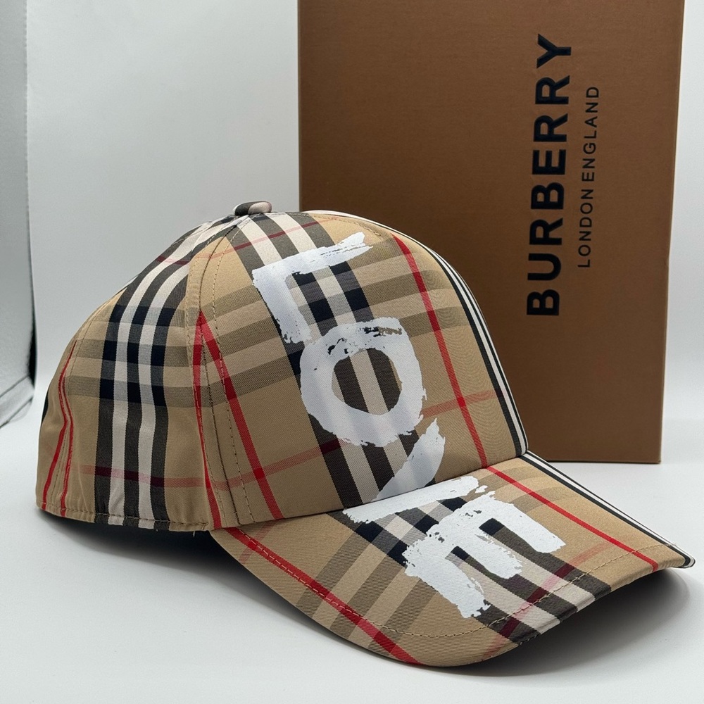 Plaid Baseball Cap- Burberry Logo